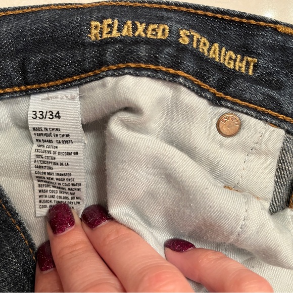 Men's American Eagle Relaxed Straight Leg Distressed Jeans SZ 33/34 - Picture 4 of 4